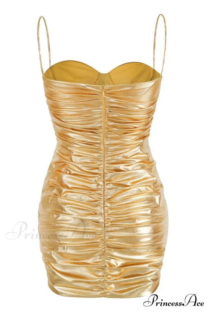 Corin Ruched Stylish Metallic Minidress