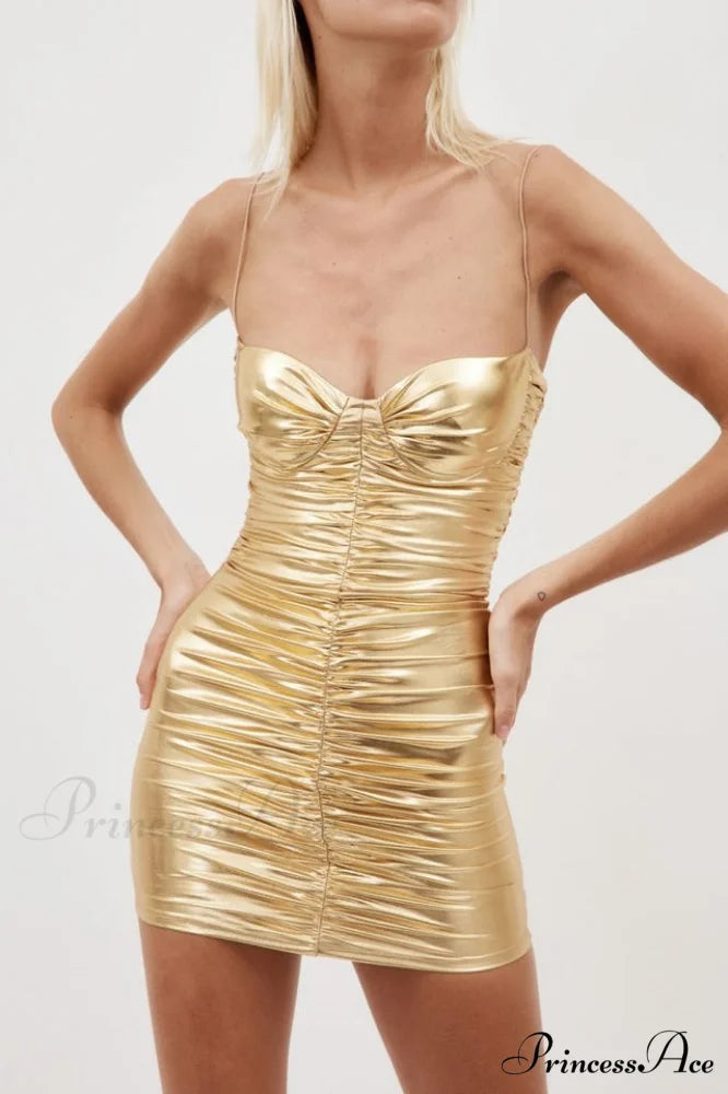 Corin Ruched Stylish Metallic Minidress