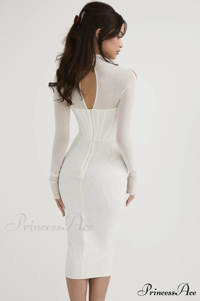 Corset Couture Stylish Bodycon Midi Dress L / Black