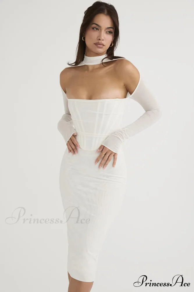 Corset Couture Stylish Bodycon Midi Dress XS / White