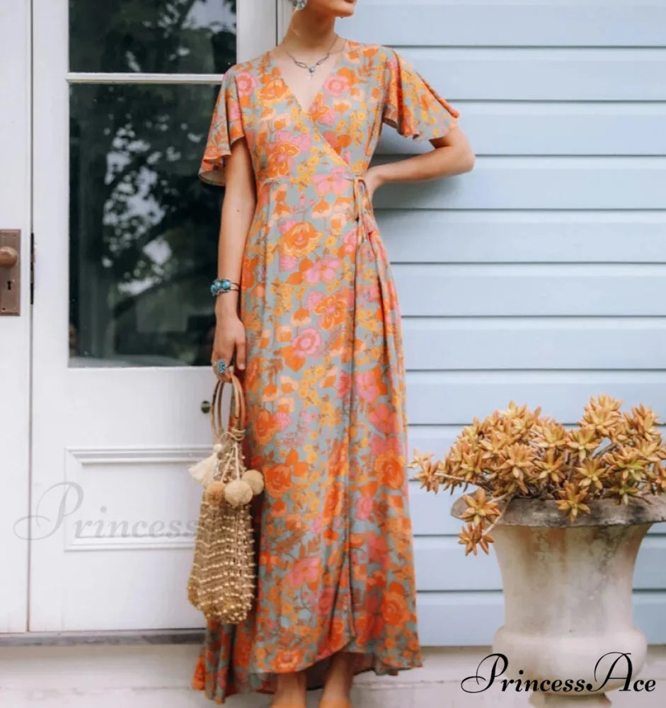Cotton Amber Floral Bohemian Dress bohodress-250126