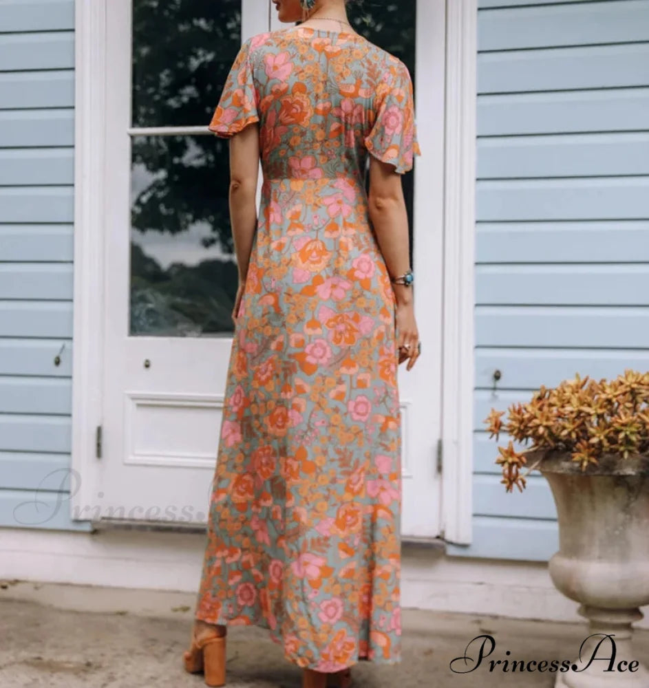 Cotton Amber Floral Bohemian Dress bohodress-250126