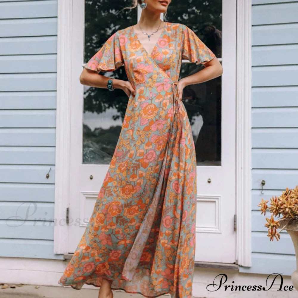 Cotton Amber Floral Bohemian Dress PINK / S bohodress-250126