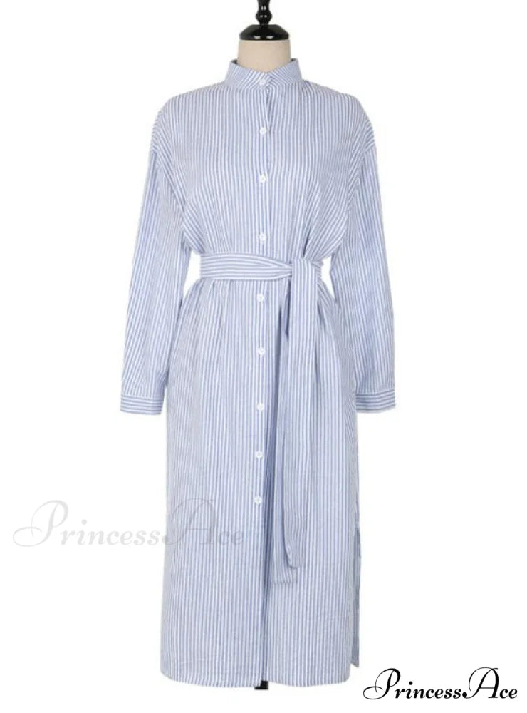 Cotton and Linen Lace Up Shirt Dress