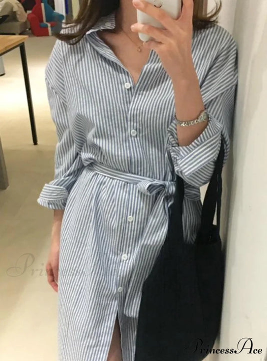 Cotton and Linen Lace Up Shirt Dress