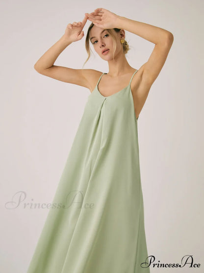 Cotton Blends Graceful Pleated Long Dress