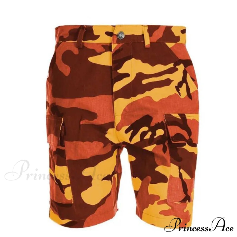 Cotton Casual Women Shorts Orange / XS