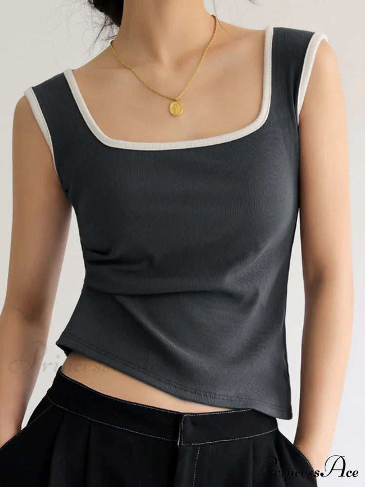 Cotton Charming Tank Top Grey / S