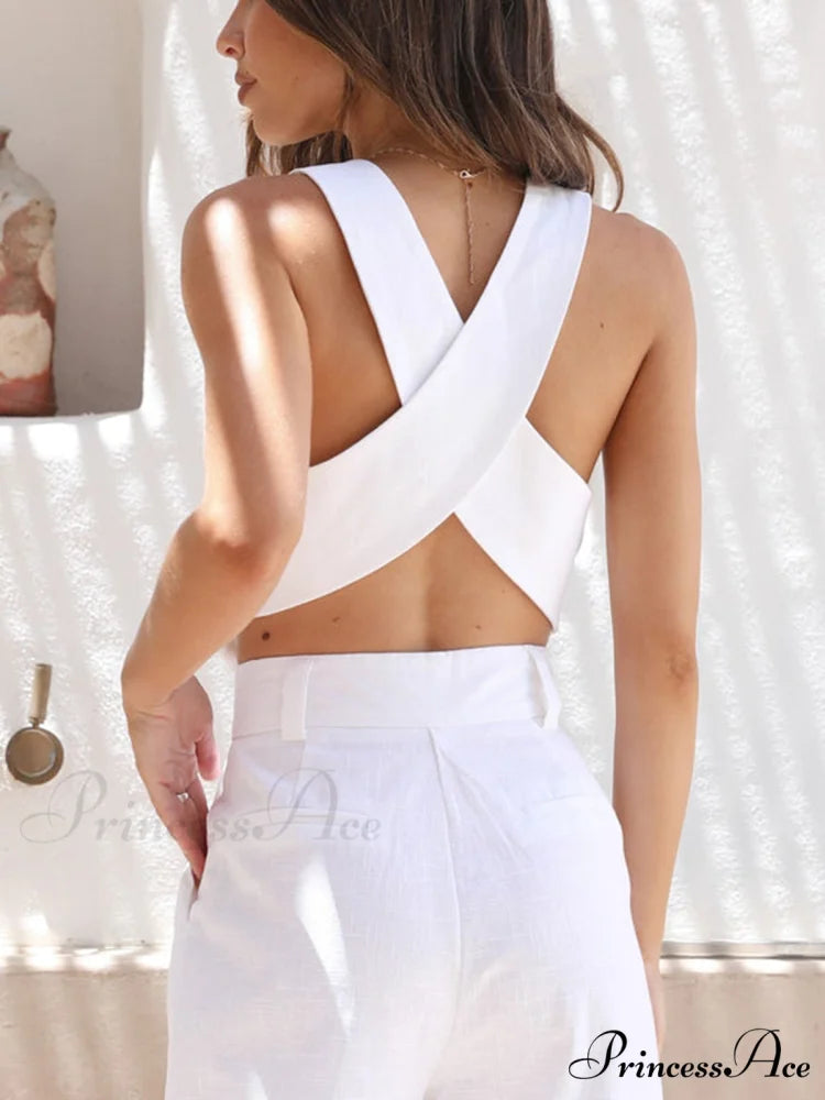 Cotton Crisscross Graceful Tailored Vest