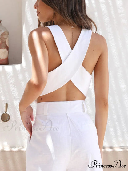Cotton Crisscross Graceful Tailored Vest