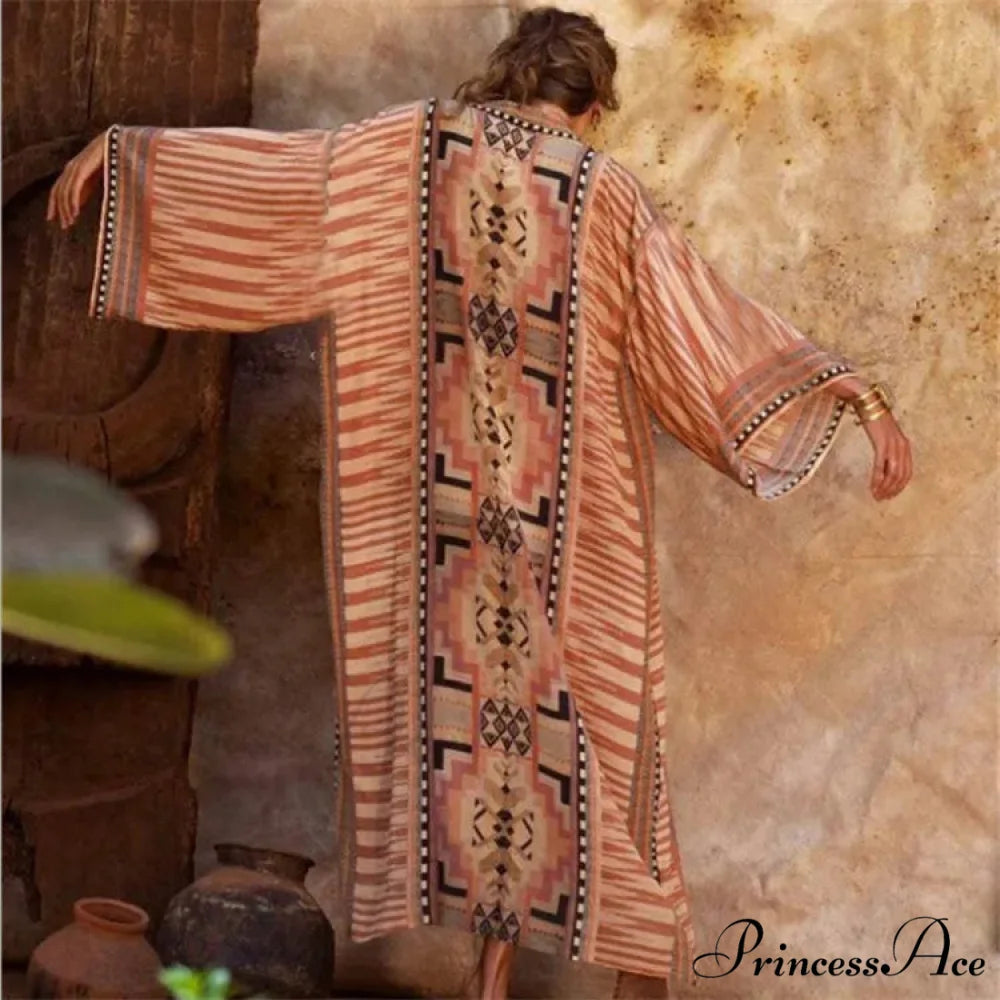 Cotton Flower Pattern Kimono Cover-up bohodress-250126