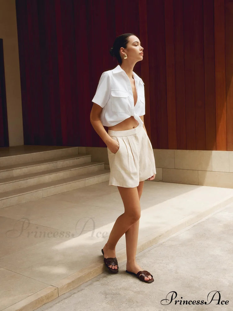 Cotton & Graceful Linen Cropped Shirt