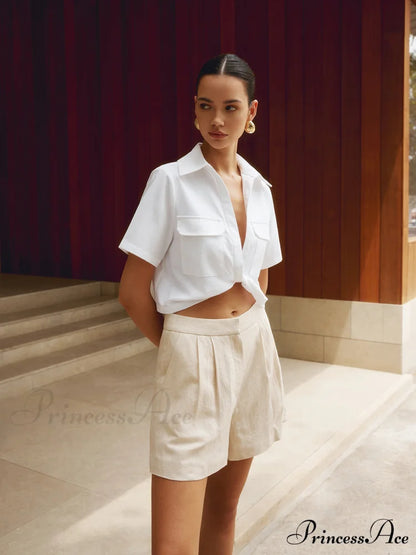 Cotton & Graceful Linen Cropped Shirt