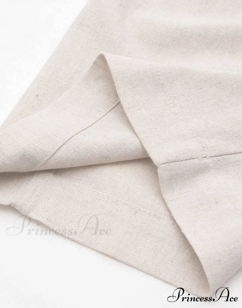 Cotton Linen Drawstring Elastic Waist Loose Wide Leg Cropped Pants