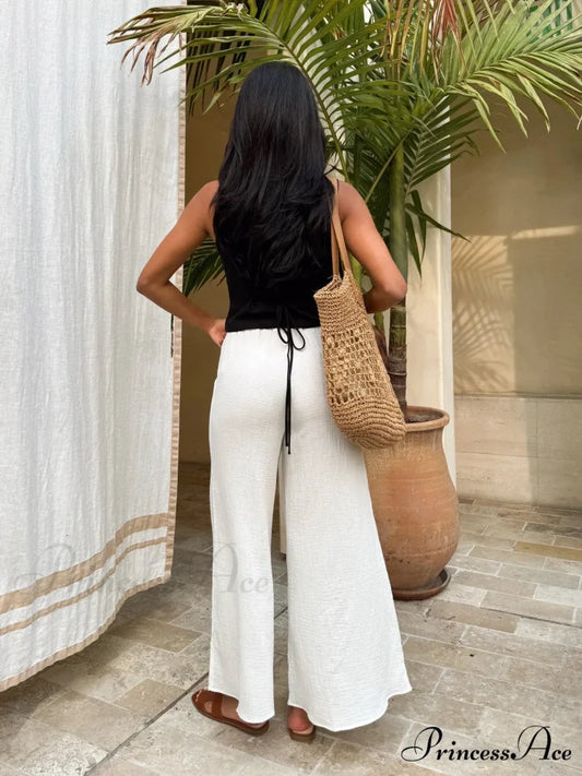 Cotton & Linen Trendy Tie-Detail Vest Top