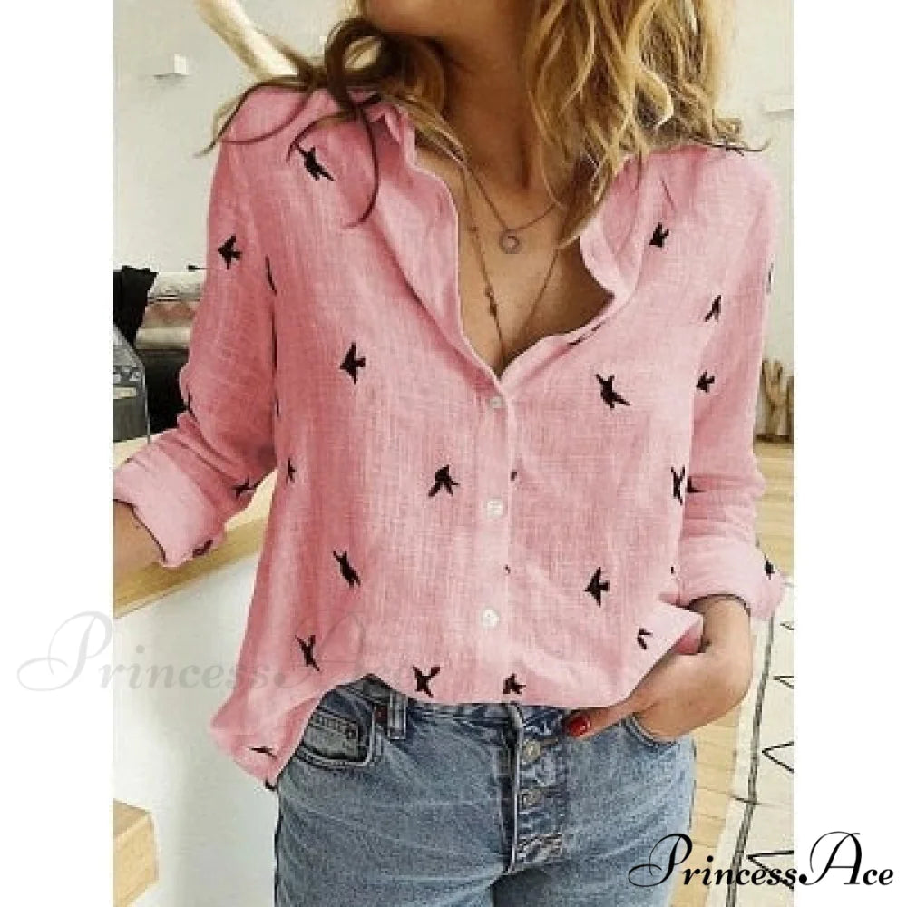 Cotton Linen Vintage Flower Print Blouse pollen / S