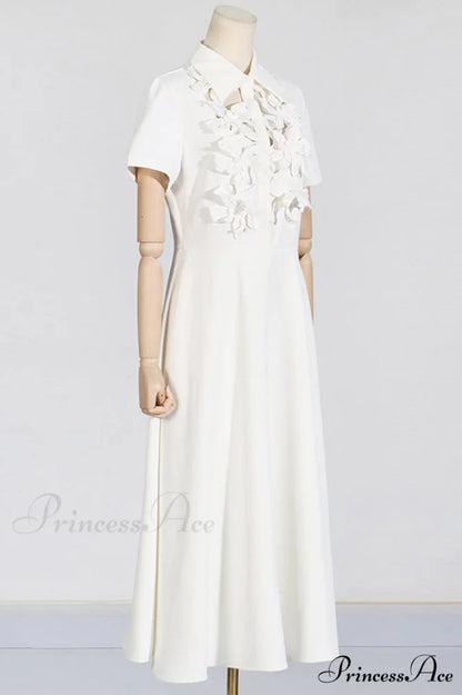 Cotton Poplin 3D Charming Flower Midi Dress