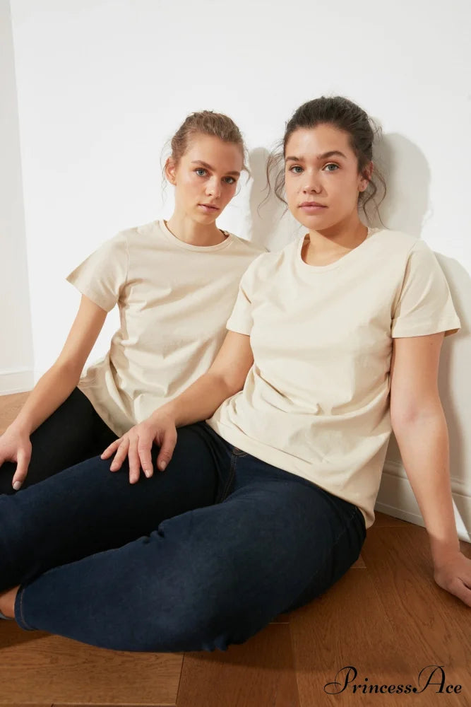 Cotton Single Jersey Cycling Neck Basic Knitted T-Shirt