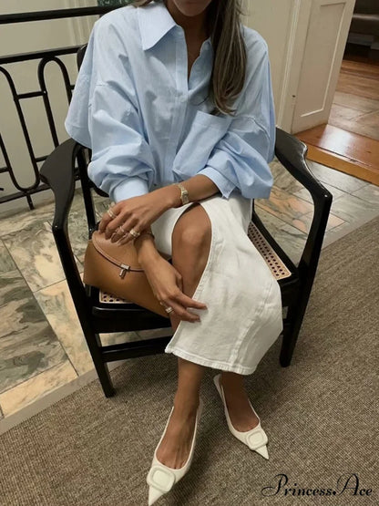 Cotton Striped Graceful Crop Shirt