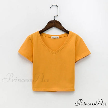 Cotton V Neck Solid Color T Shirt 6 / S