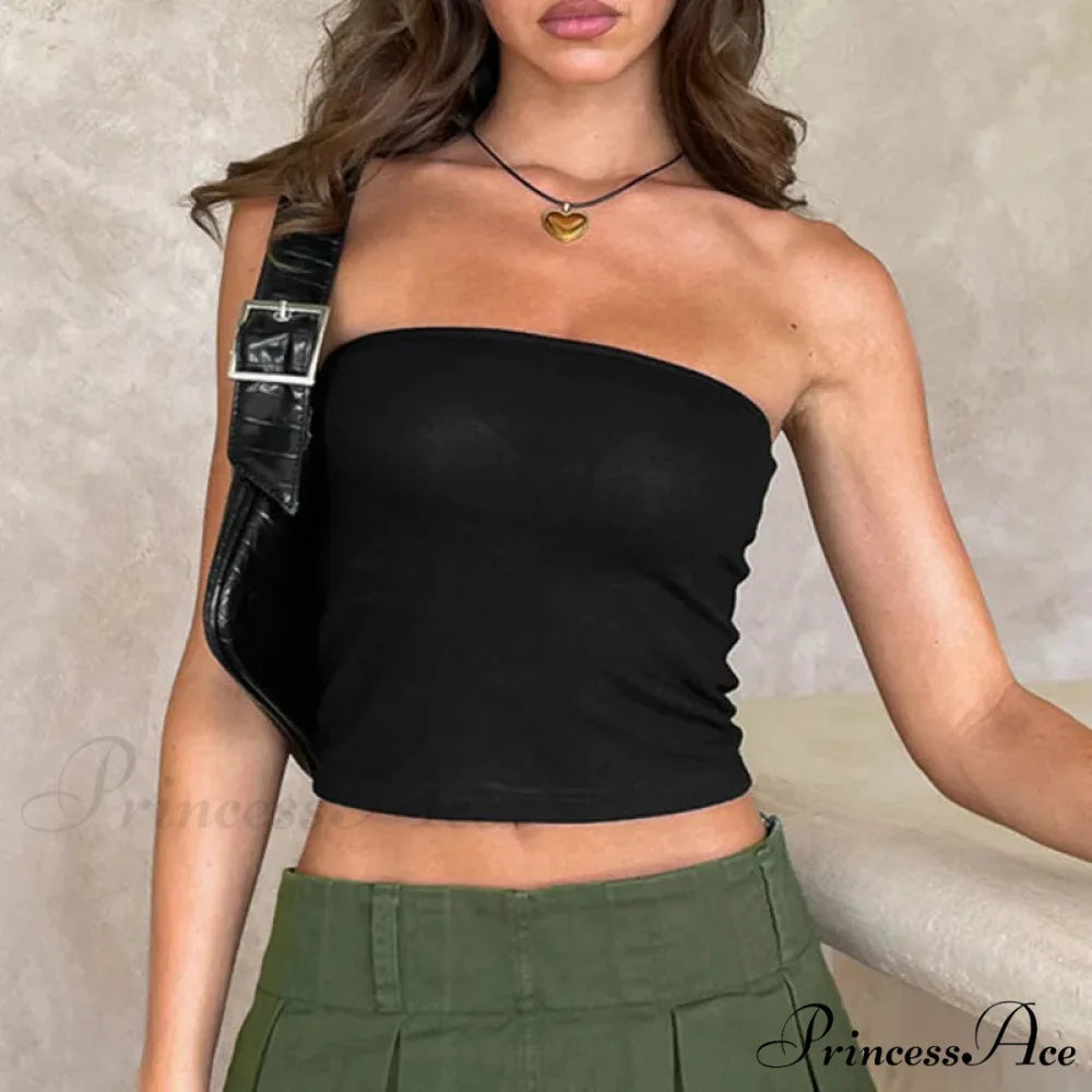 Cover Chest Bandeau Crop Top Black / S croptop-250223
