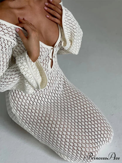 Cover Up Long Sleeve Modern Open Back Long Dress
