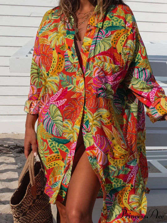 Coveted Button Stylish Down Shirt Dress Multicolor / S