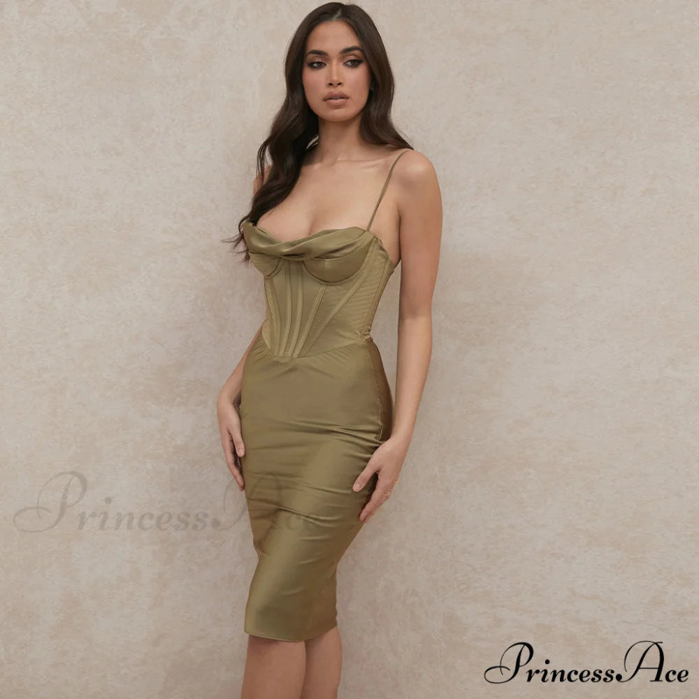 Cowl Neck Graceful Tank Top L / Green