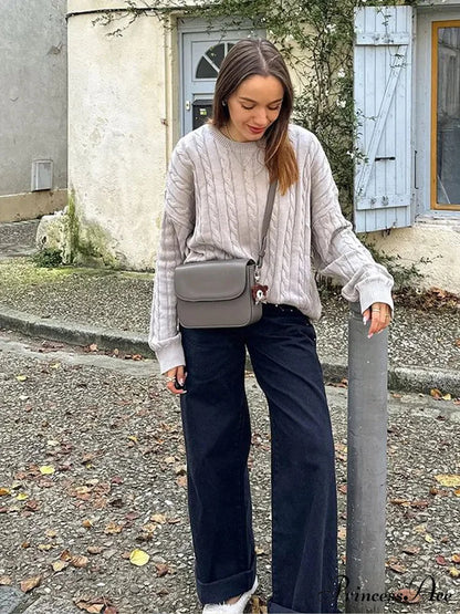 Cozy Chunky Circular Neck Pullover Jumper swraters-241228