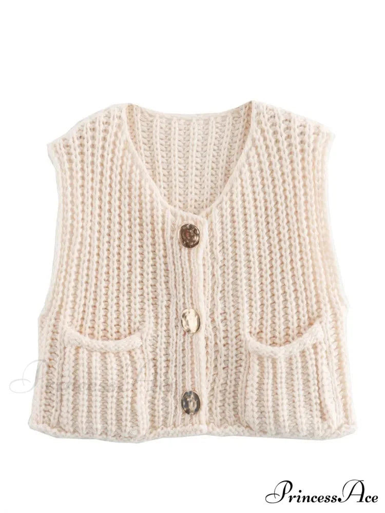 Cozy Knitted Casual Loose Single-breasted Comfortable Autumnal Fashionable Sweater BRIGE / S