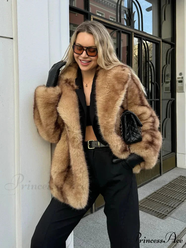 Cozy Retro Long Sleeve Collared Coat brown / S coats-241228