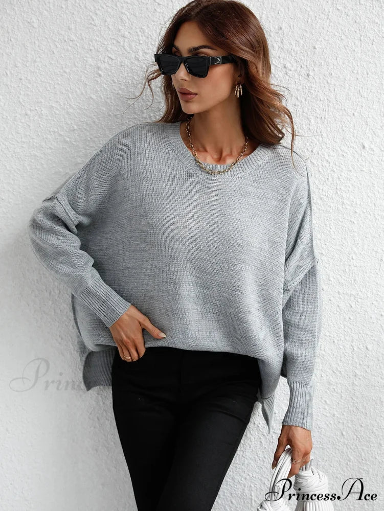 Cozy Stylish Elegant Chic Casual Comfortable Soft Warm Sweater DARK GRAY / S