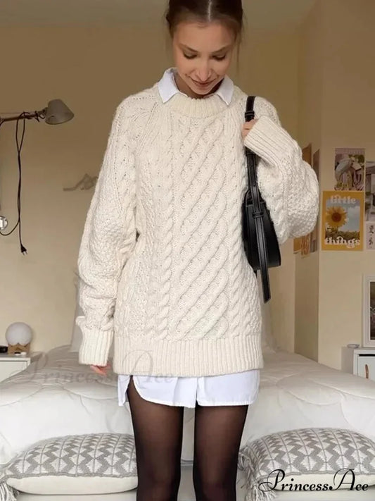 Cozy Twisted Circular Neck Sweater swraters-241228