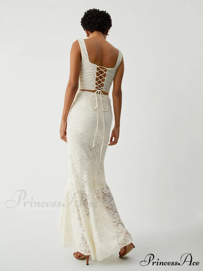 Cream Floral Lace Tie Modern Back Crop Corset Top