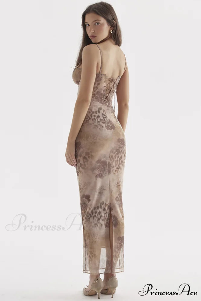 Cream Floral Stylish Print Maxi Dress