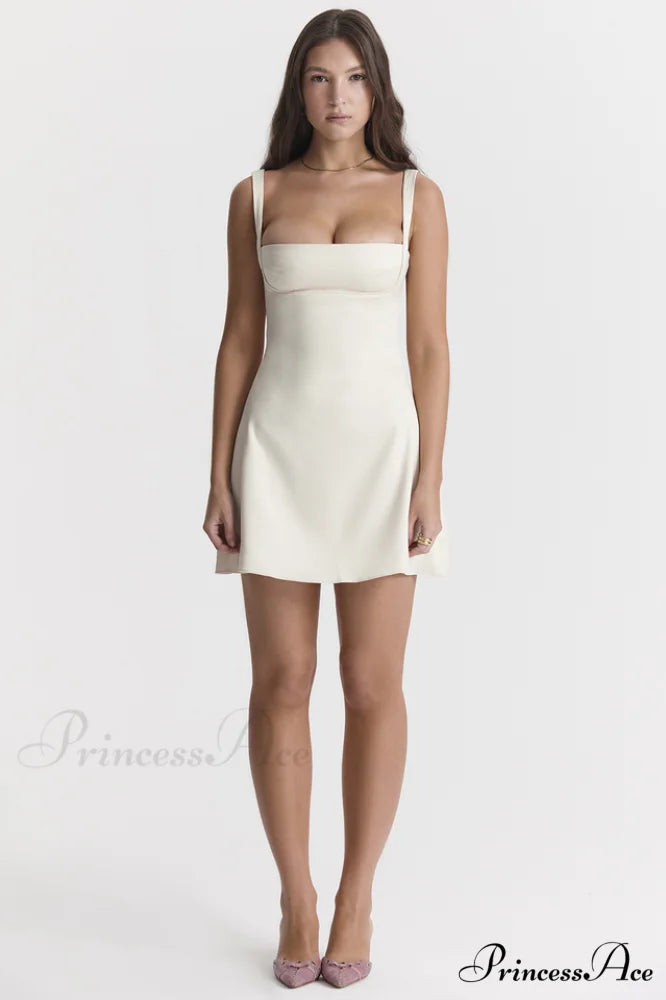 Cream White Stylish Mini Dress