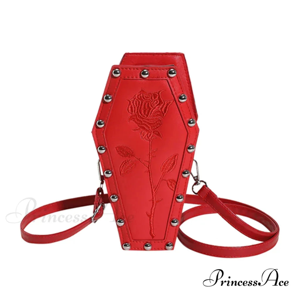 Creative PU Coffin Shape Embroidery Underarm Phone Office Travel Bag