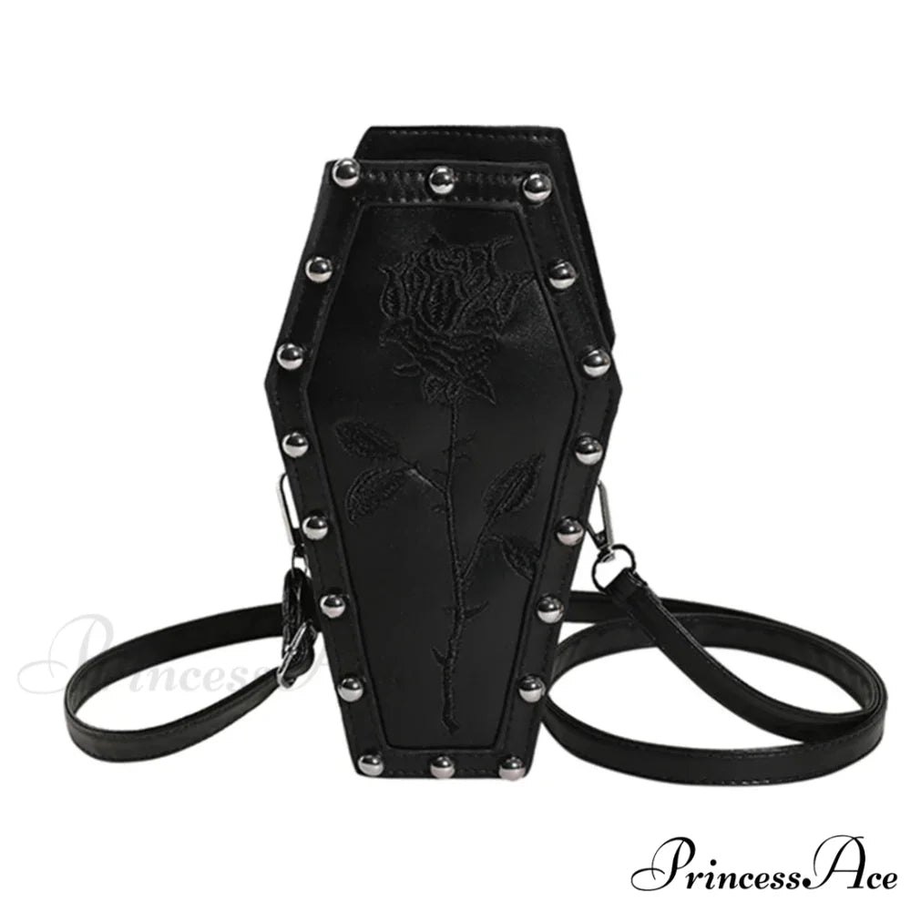 Creative PU Coffin Shape Embroidery Underarm Phone Office Travel Bag