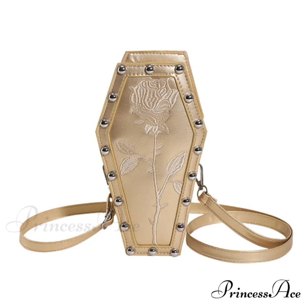 Creative PU Coffin Shape Embroidery Underarm Phone Office Travel Bag