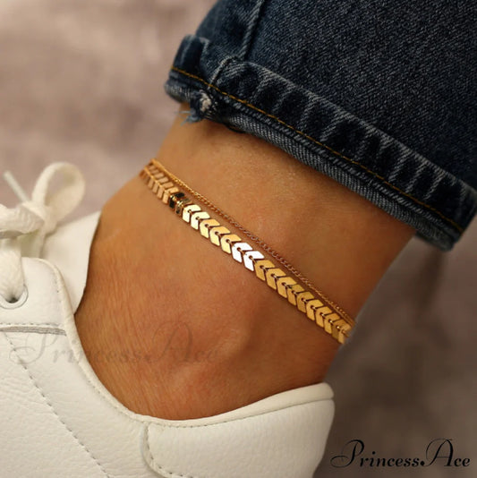Creative Retro Airplane Chain Double Layer Anklet Set