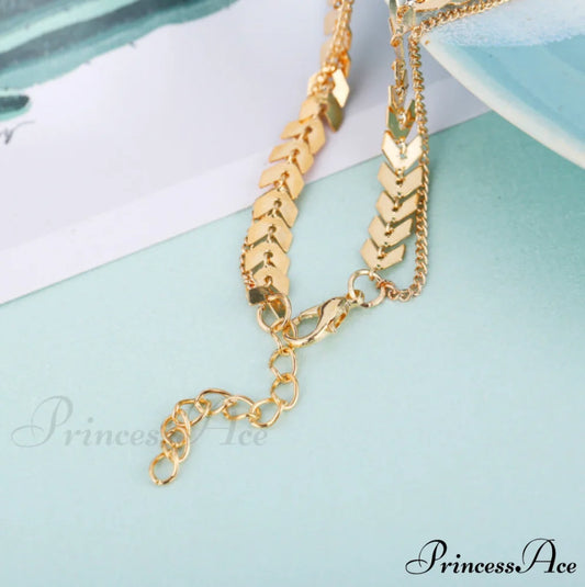 Creative Retro Airplane Chain Double Layer Anklet Set