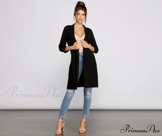 Crepe Longline Blazer for Boss Babes BLACK / S