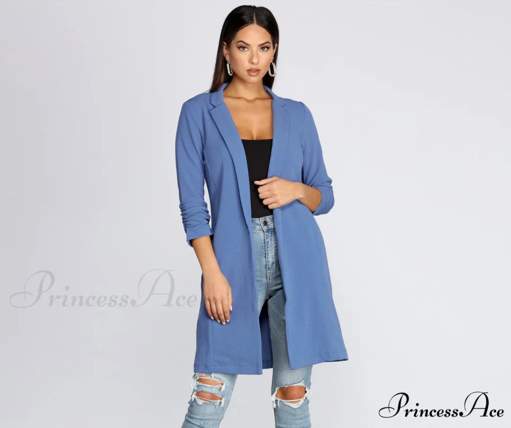 Crepe Longline Blazer for Boss Babes BLUE / S