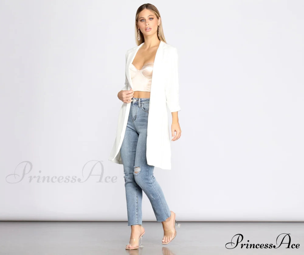 Crepe Longline Blazer for Boss Babes IVORY / S