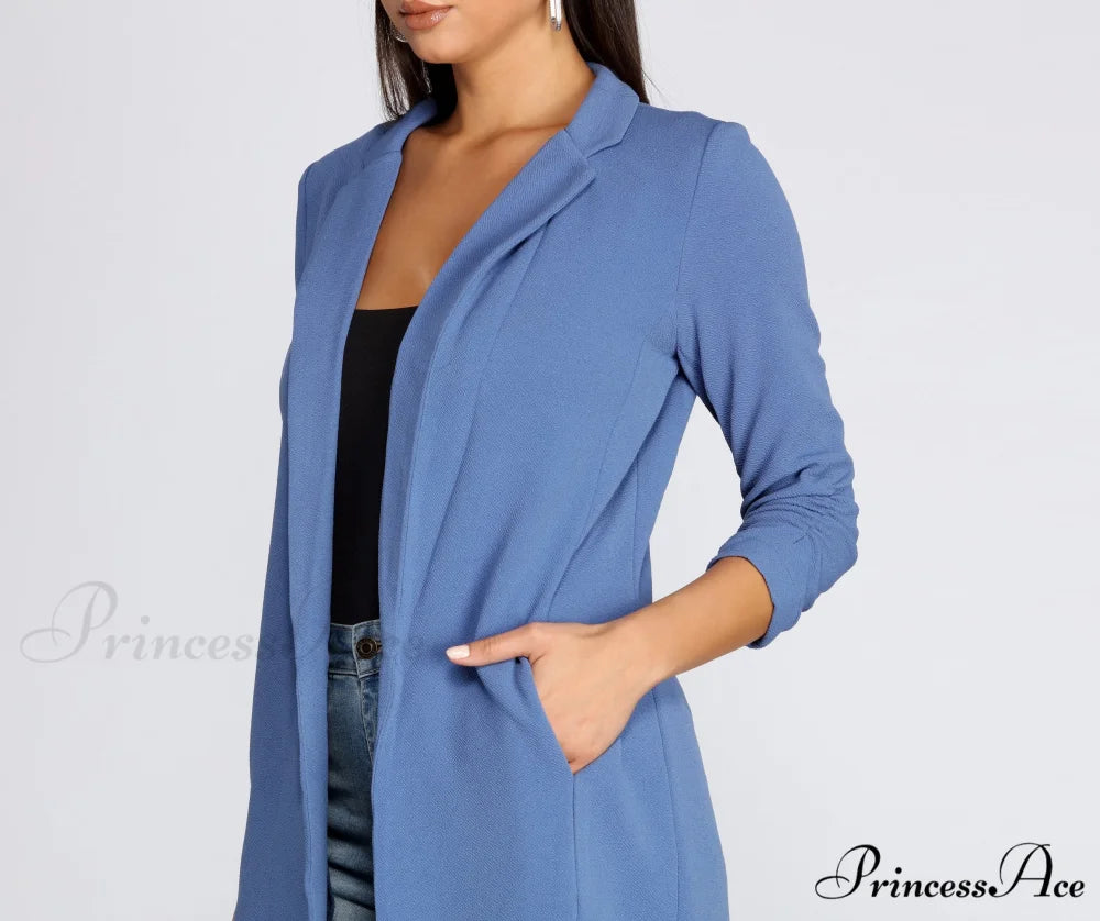 Crepe Longline Blazer for Boss Babes RED-3 / L