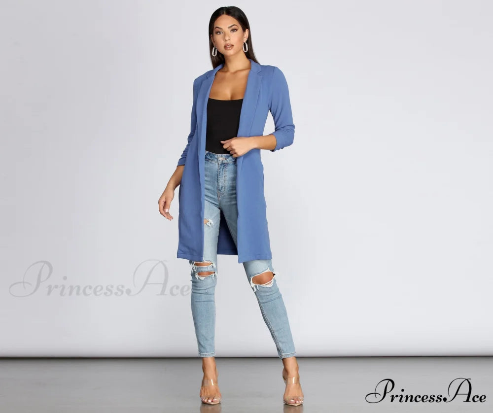 Crepe Longline Blazer for Boss Babes RED-3 / M