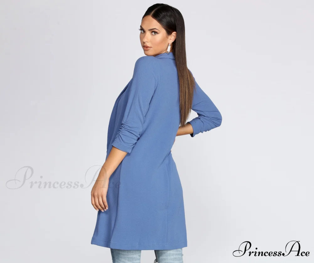 Crepe Longline Blazer for Boss Babes RED-3 / S