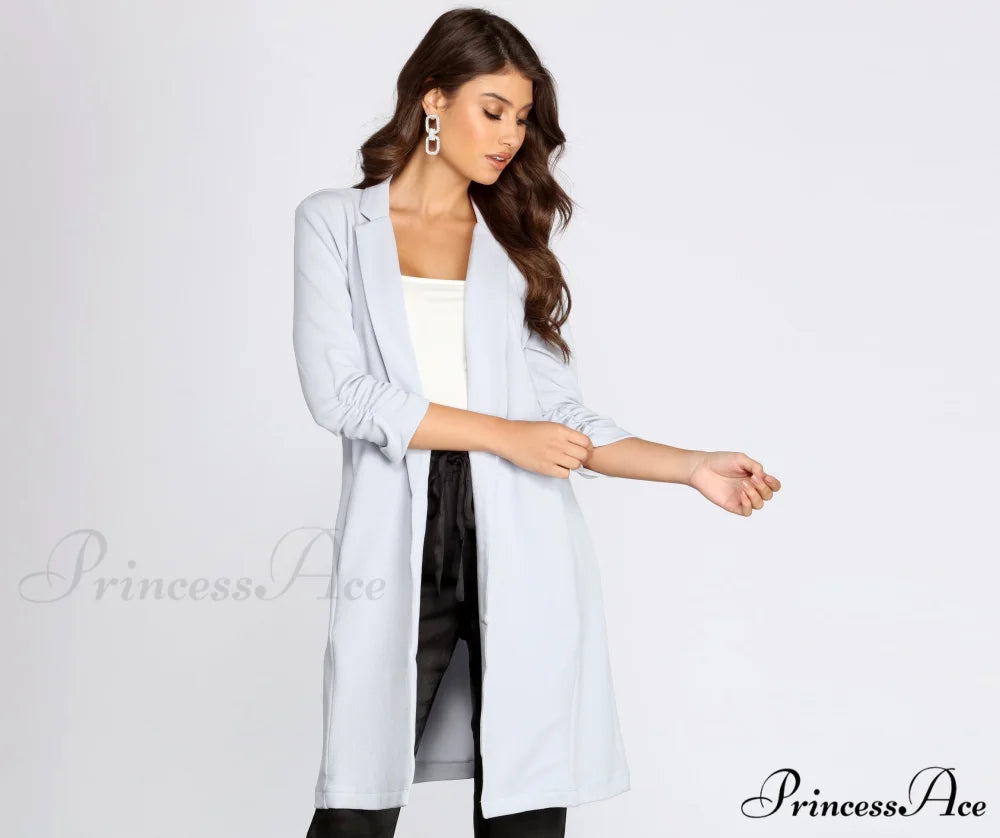 Crepe Longline Blazer for Boss Babes SILVER / S