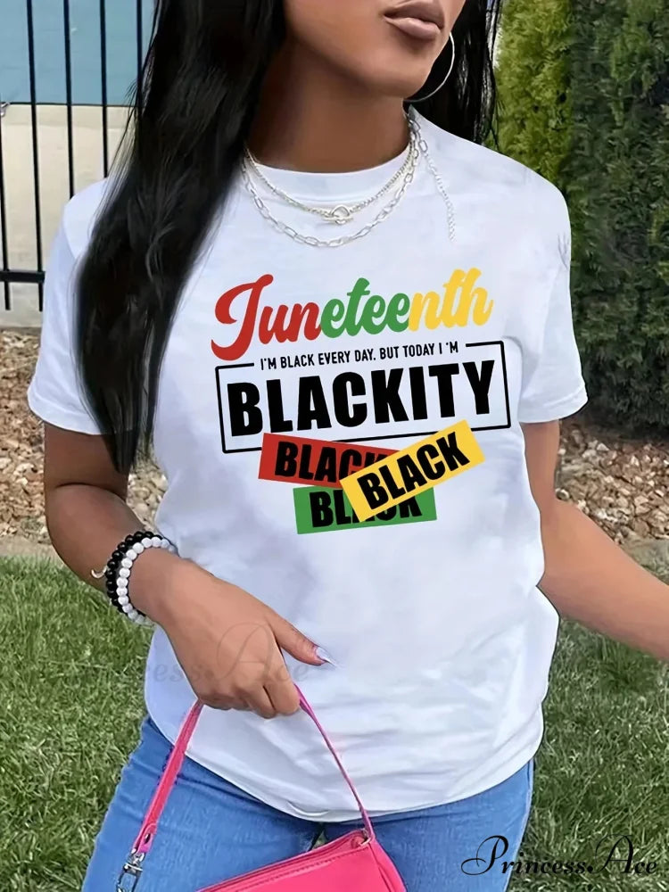 Crew Neck Short Sleeve Letter Print Spring & Summer Women’s Clothing T-shirt