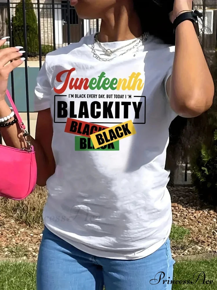 Crew Neck Short Sleeve Letter Print Spring & Summer Women’s Clothing T-shirt